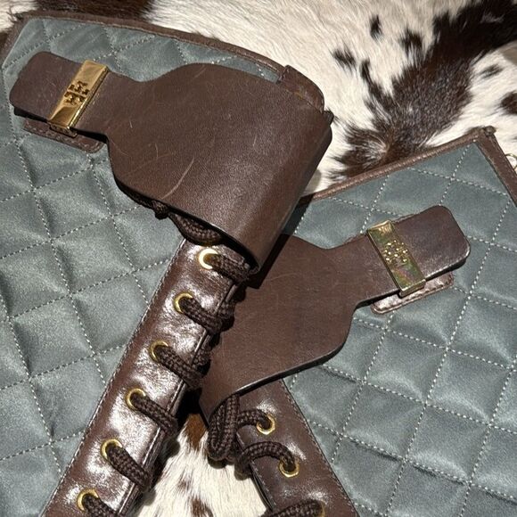 Tory Burch Brown and Gray Lace Up Boots - Picture 3 of 14